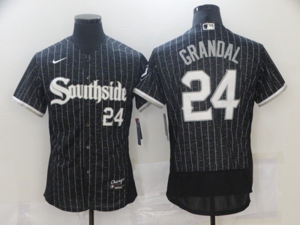 MLB Chicago White Sox #24 Grandal Black 2021 City Connect Flex Base Elite Jersey