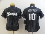 Women MLB Chicago White Sox #10 Yoan Moncada Black 2021 City Jersey