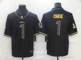 Men's Cincinnati Bengals #1 Ja'Marr Chase Black Golden Edition Limited Jersey