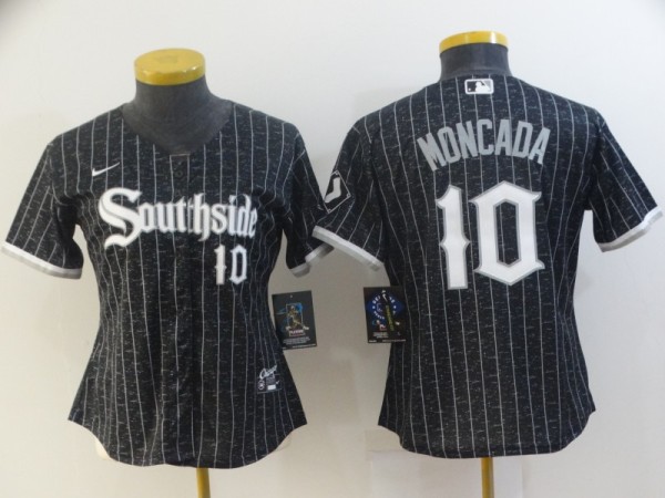 Women MLB Chicago White Sox #10 Yoan Moncada Black 2021 City Jersey