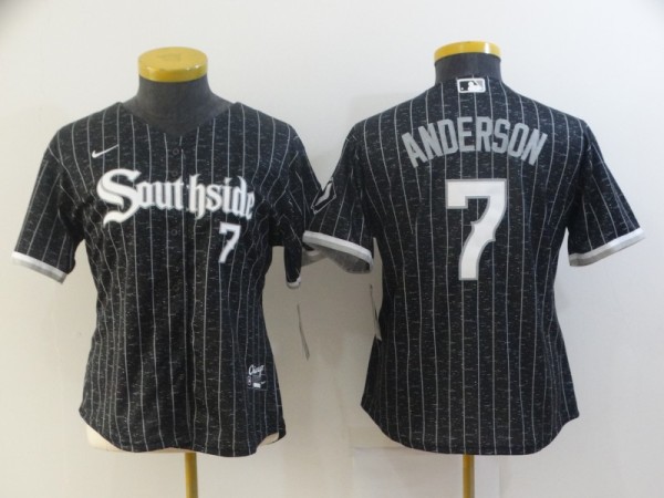 Women MLB Chicago White Sox #7 Tim Anderson Black 2021 City Jersey