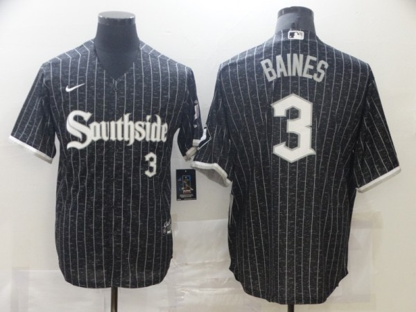 MLB Chicago White Sox #3 Baines Black 2021 City Connect Jersey