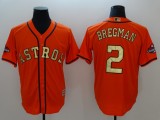 MLB Houston Astros #2 Bregman Orange Gold Game Nike Jersey