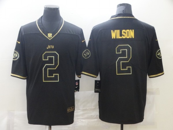 Men's New York Jets #2 Wilson Black Golden Edition Limited Jersey