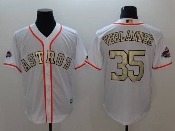 MLB Houston Astros #35 Verlander White Gold Game Nike Jersey