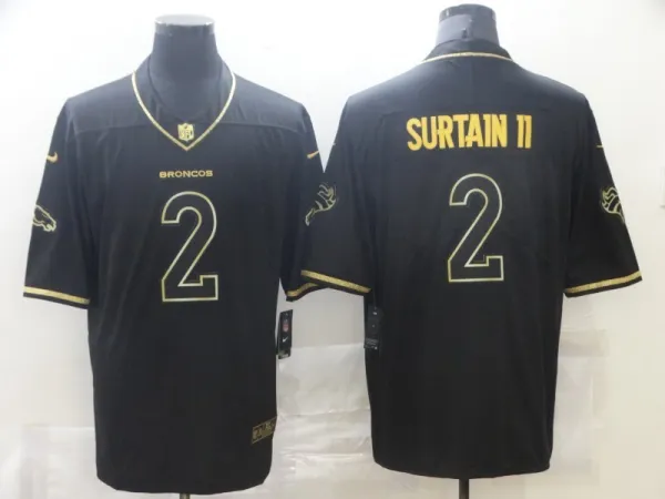 Men's Denver Broncos #2 Patrick Surtain II Black Golden Edition Limited Jersey