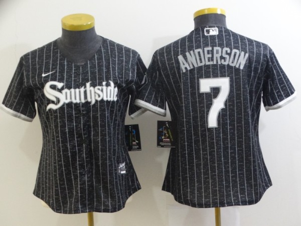 Women MLB Chicago White Sox #7 Tim Anderson Black 2021 City Jersey