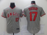 MLB Los Angeles Angels #17 Ohtani  Grey Flex Base Elite Jersey