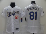 MLB Los Angeles Dodgers #81 Gonzalez White Gold Championship Flex Base Elite Jersey