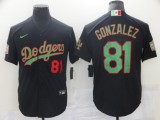 MLB Los Angeles Dodgers #81 Gonzalez Black/Green 2020 World Series Stitched Jersey