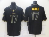 Men's Miami Dolphins #17 Waddle Black Golden Edition Limited Jersey