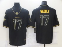 Men's Miami Dolphins #17 Waddle Black Golden Edition Limited Jersey