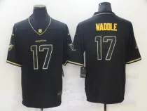 Men's Miami Dolphins #17 Waddle Black Golden Edition Limited Jersey