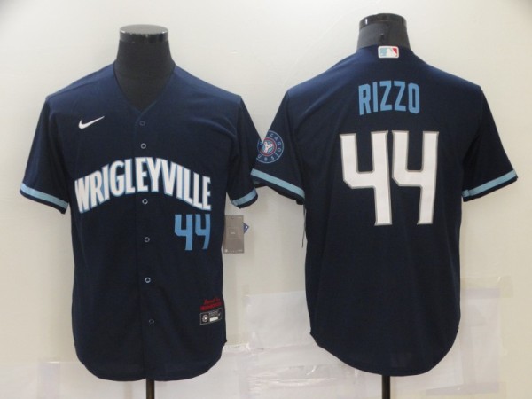 MLB Chicago Cubs #44 Rizzo 2021 Navy City Connect Game Jersey