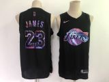 NBA Los Angeles Lakers #23 Lebron James Black Iridescent 2021 Hwc Limited Jersey