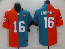 Men's Jacksonville Jaguars #16 Trevor Lawrence 2021 Teal Orange Draft Split Vapor Limited Jersey