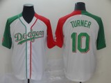 MLB Los Angeles Dodgers #10 Justin Turner White Green Jersey