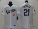 MLB Los Angeles Dodgers #21 Buehler White Gold Championship Flex Base Elite Jersey