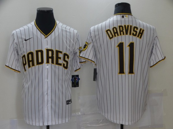 MLB San Diego Padres #11 Darvish White Strip Game Nike Jersey