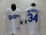 MLB Los Angeles Dodgers #34 Valenzuela White Game Jersey