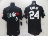 MLB Los Angeles Dodgers Front #8 Back #24 Kobe Bryant Black Flex Base Elite Jersey