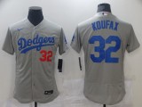 MLB Los Angeles Dodgers #32 Koufax Grey Flex Base Elite Jersey