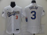 MLB Los Angeles Dodgers #3 Taylor White Gold Championship Flex Base Elite Jersey