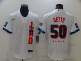 MLB Los Angeles Dodgers #50 Mookie Betts 2021 White All-Star Flex Base Elite Jersey