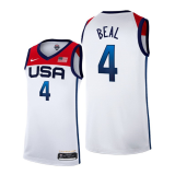 USA Basketball #4 Bradley Beal 2021 White Tokyo Olympics Stitched Home Jersey