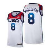 USA Basketball #8 Khris Middleton 2021 White Tokyo Olympics Stitched Home Jersey