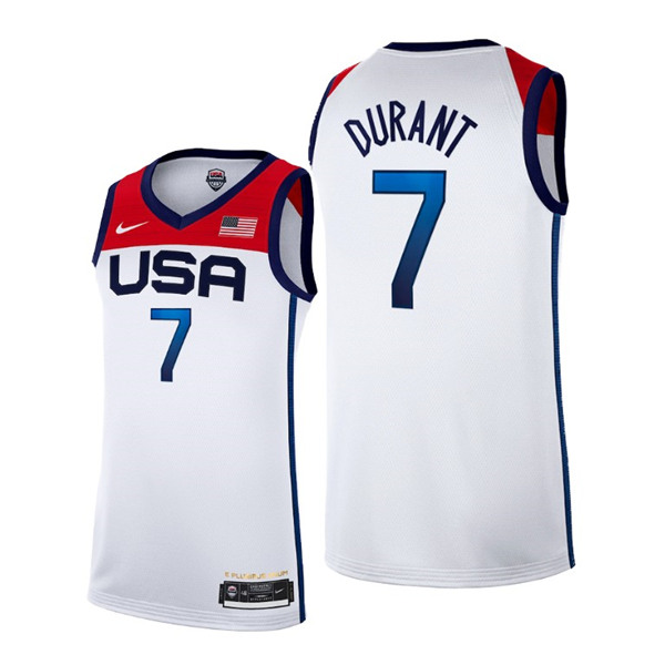 USA Basketball #7 Kevin Durant 2021 White Tokyo Olympics Stitched Home Jersey