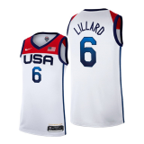 USA Basketball #6 Damian Lillard 2021 White Tokyo Olympics Stitched Home Jersey