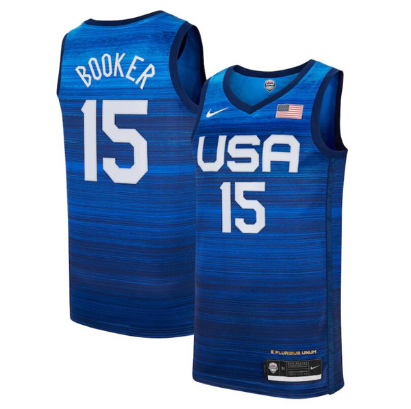 USA Basketball #15 Devin Booker 2021 Blue Tokyo Olympics Jersey