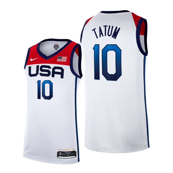 USA Basketball #10 Jayson Tatum 2021 White Tokyo Olympics Stitched Home Jersey