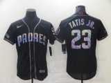 MLB San Diego Padres #23 Fernando Tatis Jr. 2021 Black Iridescent Logo Flex Base Elite Jersey