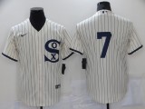 MLB Chicago White Sox #7 Tim Anderson 2021 Cream/Navy Field Of Dreams Jersey