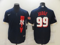 MLB New York Yankees #99 Judge 2021 Navy Blue All-Star Jersey