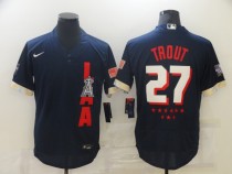 MLB Los Angeles Angels #27 Trout 2021 Navy All-Star Flex Base Elite Jersey