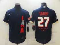 MLB Los Angeles Angels #27 Trout 2021 Navy All-Star Flex Base Elite Jersey