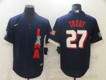 MLB Los Angeles Angels #27 Trout 2021 Navy All-Star Jersey