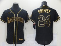 MLB Seattle Mariners #24 Ken Griffey 2021 Black Gold Flex Base Elite Jersey