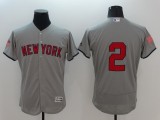 MLB New York Yankees #2 Jeter Grey Flex Base Elite Jersey