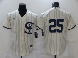 MLB Chicago White Sox #25 Andrew Vaughn 2021 Cream/Navy Field Of Dreams Jersey