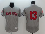 MLB New York Yankees 13 Alex Rodriguez Grey Flex Base Elite Jersey