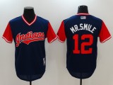 MLB Cleveland Indians #12 Francisco Lindor 'Mr. Smile' Navy/Red 2018 Players Weekend Game Jersey
