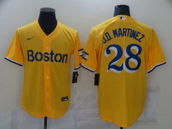 MLB Boston Red Sox #28 J.D. Martinez Gold 2021 City Connect Jersey