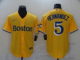 MLB Boston Red Sox #5 Enrique Hernandez Gold 2021 City Connect Jersey