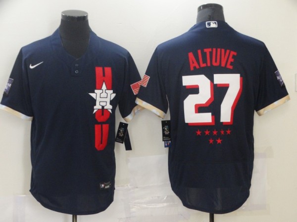 MLB Houston Astros #27 Altuve 2021 Navy Blue All-Star Flex Base Elite Jersey