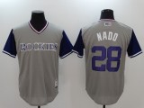 MLB Colorado Rockies #28 Nado Grey/Purple 2018 Players Weekend Game Jersey