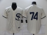 MLB Chicago White Sox #74 Eloy Jimenez 2021 Cream/Navy Field Of Dreams Flex Base Elite Jersey